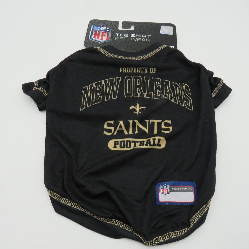 New Orleans Saints Pet Shirt Medium NFL Team Tee Dog Wearโ Black Gold Polyester